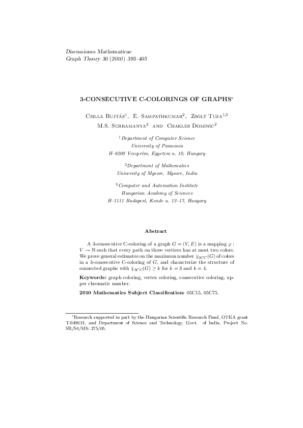 (PDF) 3-consecutive C-colorings of graphs | Charles Dominic - Academia.edu