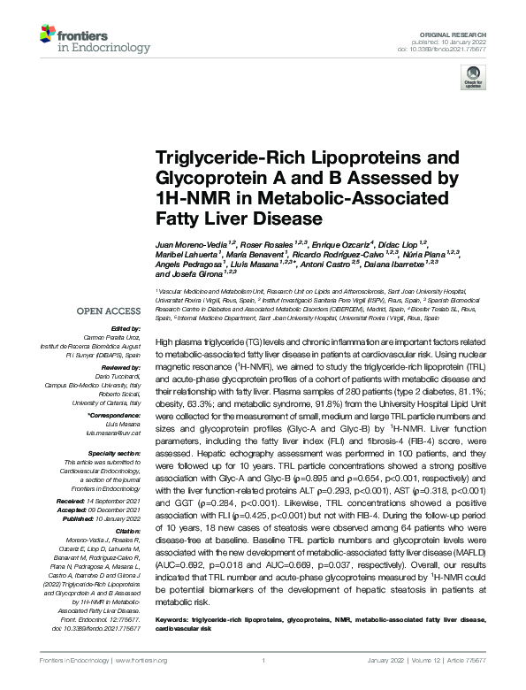 (PDF) Triglyceride-Rich Lipoproteins and Glycoprotein A and B Assessed ...
