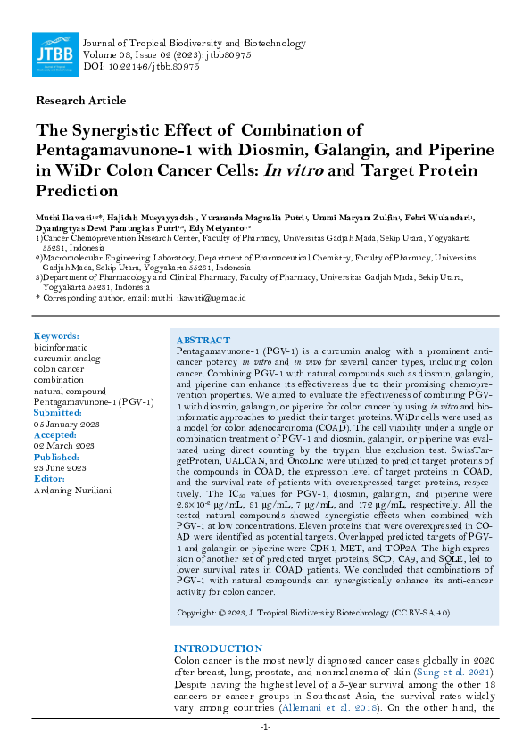(PDF) The Synergistic Effect of Combination of Pentagamavunone-1 with ...