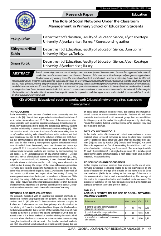 (PDF) The Role of Social Networks Under the Classroom Management in ...