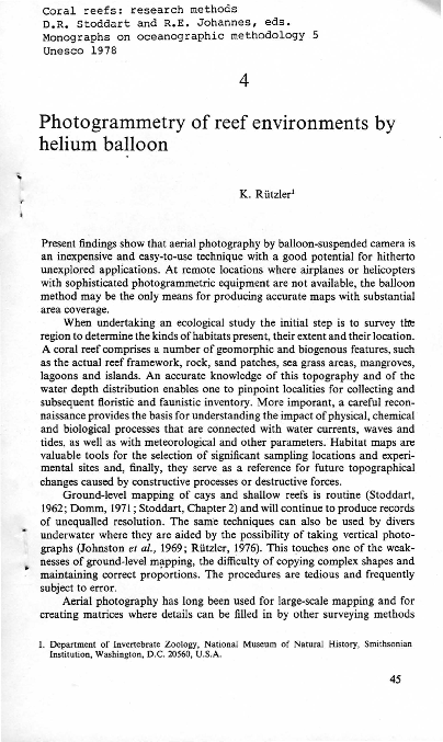 (PDF) Photogrammetry of reef environments by helium balloon