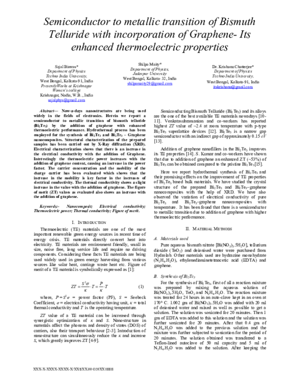 (PDF) Semiconductor to metallic transition of Bismuth Telluride with ...