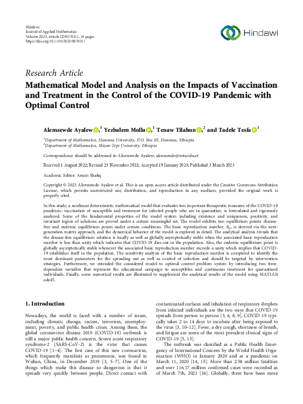 (PDF) Mathematical Model and Analysis on the Impacts of Vaccination and ...