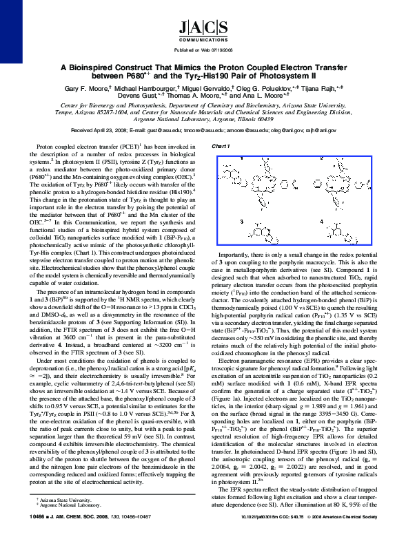 (PDF) A Bioinspired Construct That Mimics the Proton Coupled Electron ...