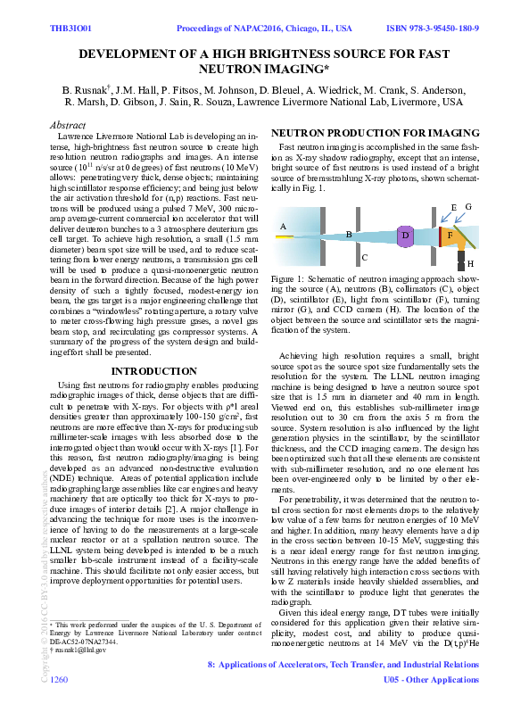 (PDF) Development of a High Brightness Source for Fast Neutron Imaging*
