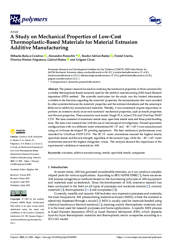 (PDF) A Study on Mechanical Properties of Low-Cost Thermoplastic-Based ...