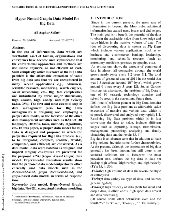 (PDF) Hyper Nested Graph: Data Model for Big Data