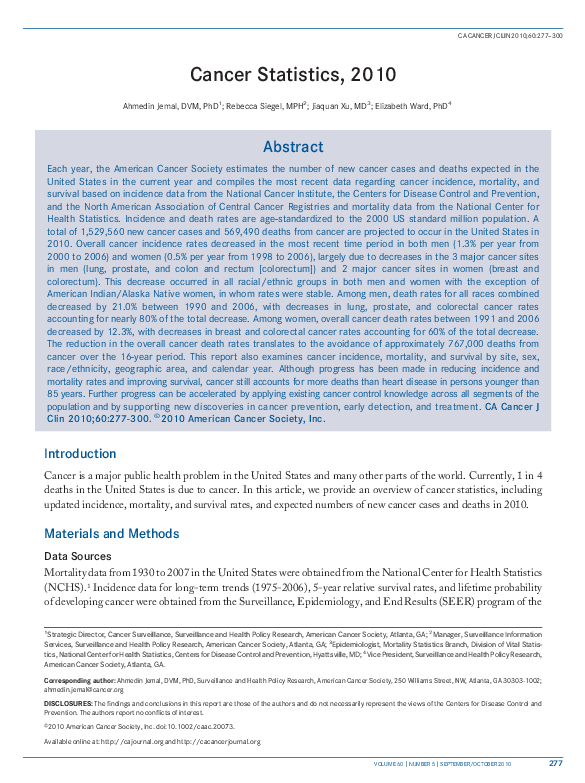 (PDF) Cancer Statistics, 2010