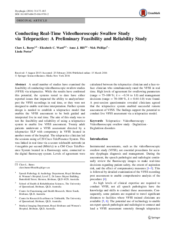 (PDF) Conducting Real-Time Videofluoroscopic Swallow Study via ...