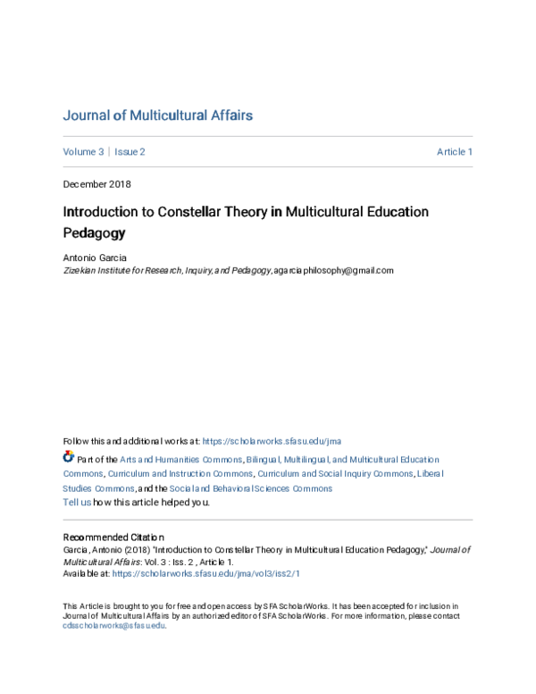 (PDF) Introduction to Constellar Theory in Multicultural Education Pedagogy