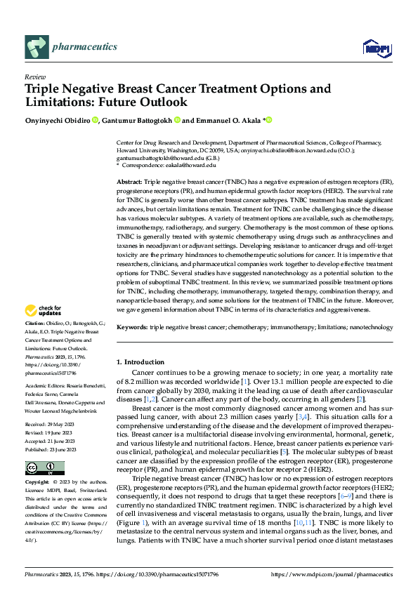 (PDF) Triple Negative Breast Cancer Treatment Options and Limitations ...