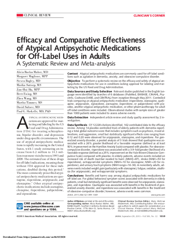 (PDF) Efficacy and Comparative Effectiveness of Atypical Antipsychotic ...