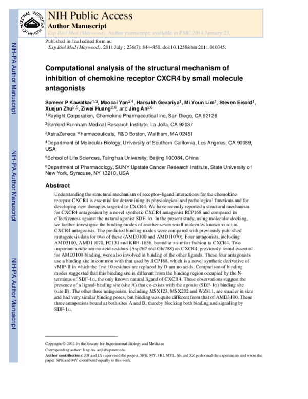 (PDF) Computational analysis of the structural mechanism of inhibition ...