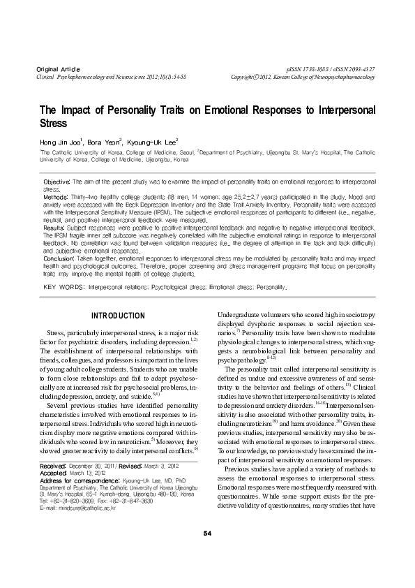 (PDF) The impact of personality traits on emotional responses to ...