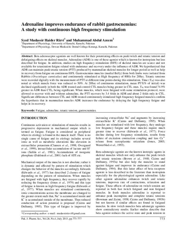 (PDF) Adrenaline improves endurance of rabbit gastrocnemius: a study ...
