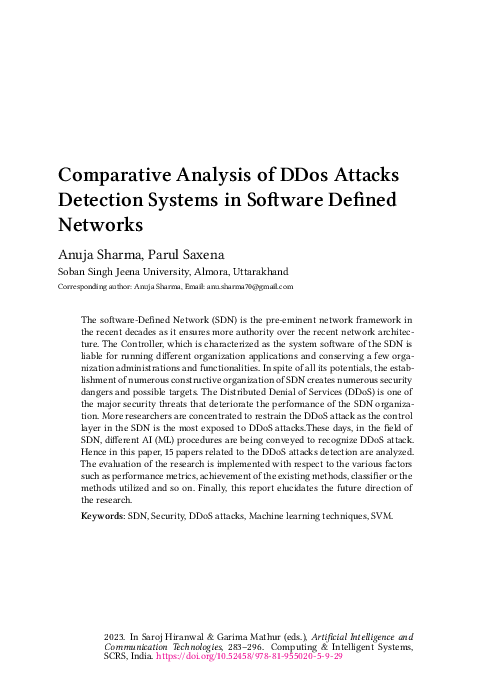 (PDF) Comparative Analysis of DDoS Attacks Detection Systems in ...