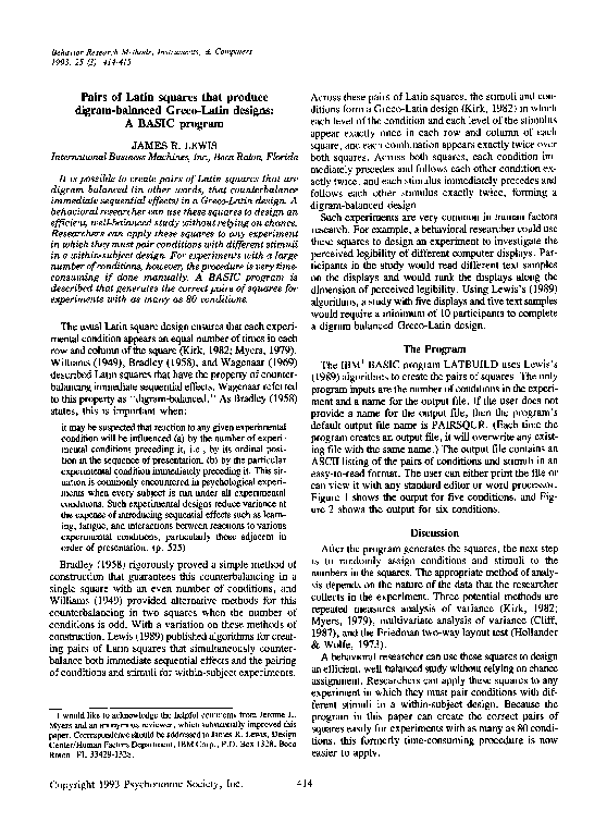 (PDF) Pairs of Latin squares that produce digram-balanced Greco-Latin ...