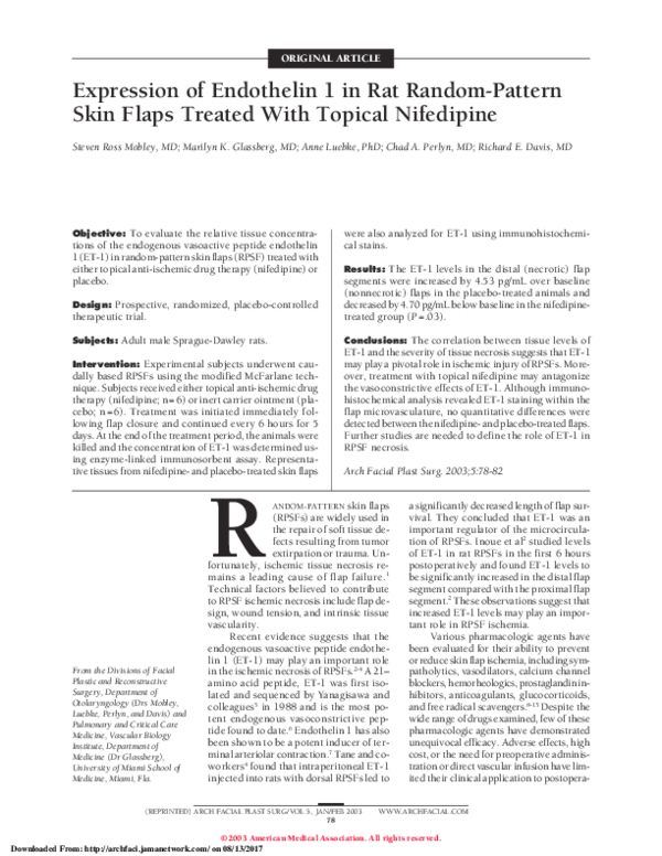 (PDF) Expression of Endothelin 1 in Rat Random-Pattern Skin Flaps ...