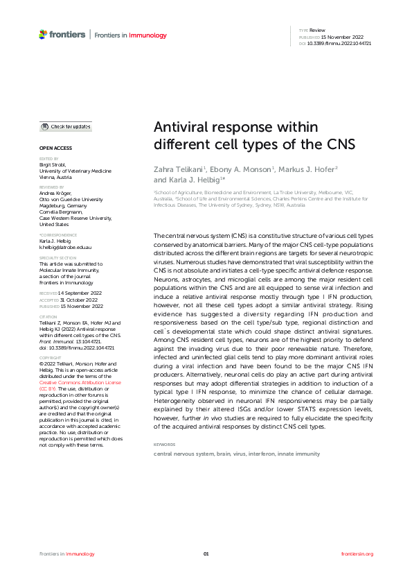 (PDF) Antiviral response within different cell types of the CNS
