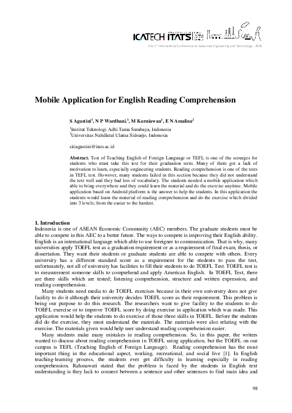 (PDF) Mobile Application for English Reading Comprehension