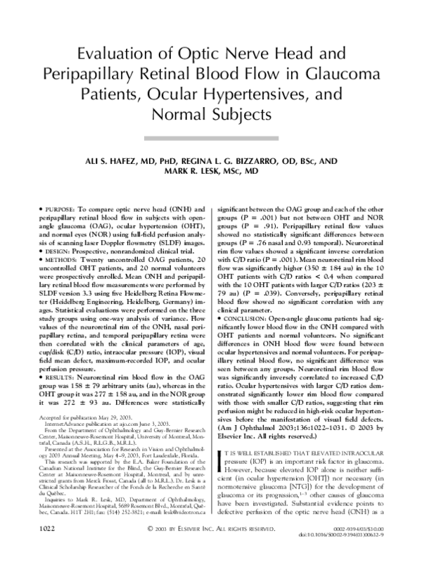 (PDF) Evaluation of optic nerve head and peripapillary retinal blood ...