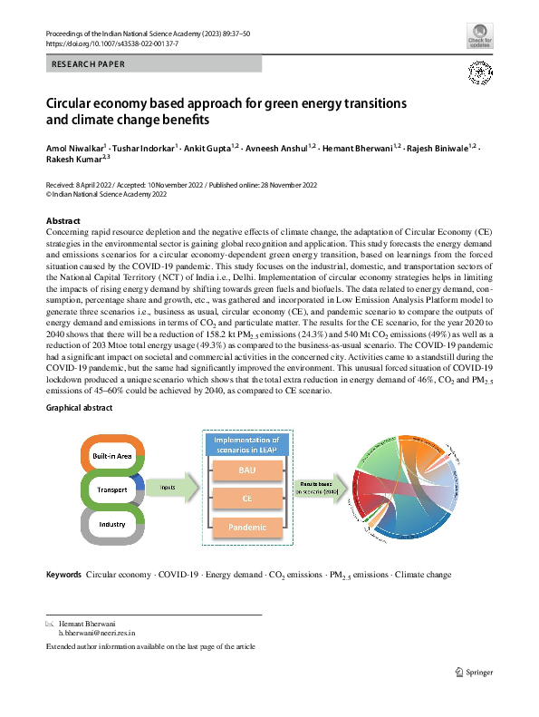 (PDF) Circular economy based approach for green energy transitions and ...