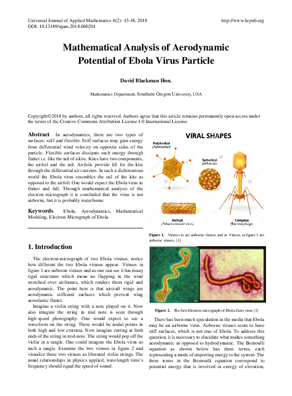 (PDF) Mathematical Analysis of Aerodynamic Potential of Ebola Virus ...