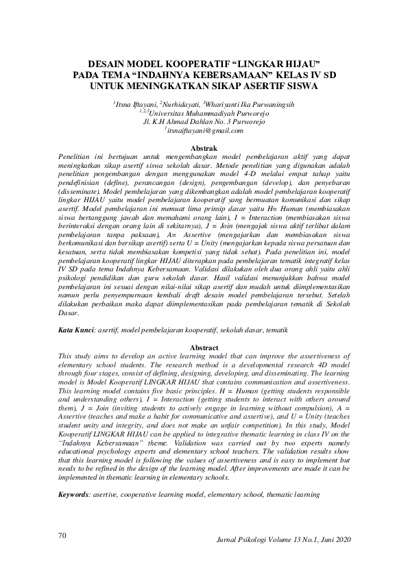 (PDF) Desain Model Kooperatif “Lingkar Hijau” Pada Tema “Indahnya