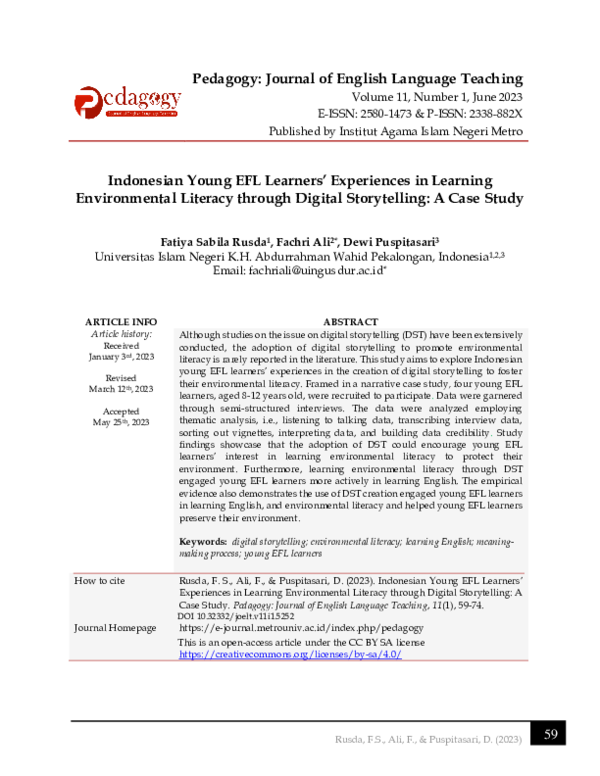(PDF) Indonesian Young EFL Learners’ Experiences in Learning ...