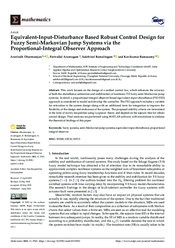 (PDF) Equivalent-Input-Disturbance Based Robust Control Design for ...