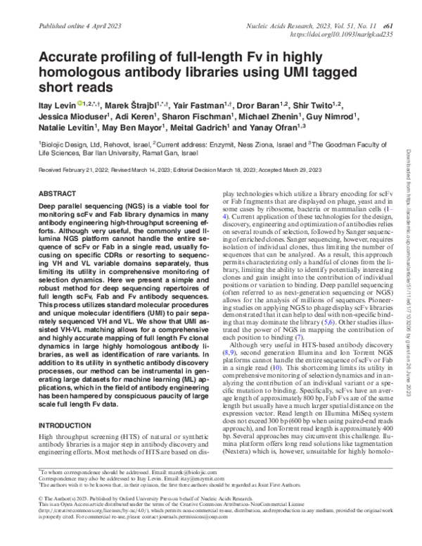 (PDF) Accurate profiling of full-length Fv in highly homologous ...