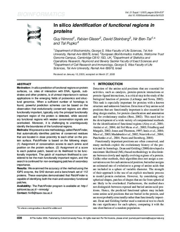 (PDF) In silico identification of functional regions in proteins
