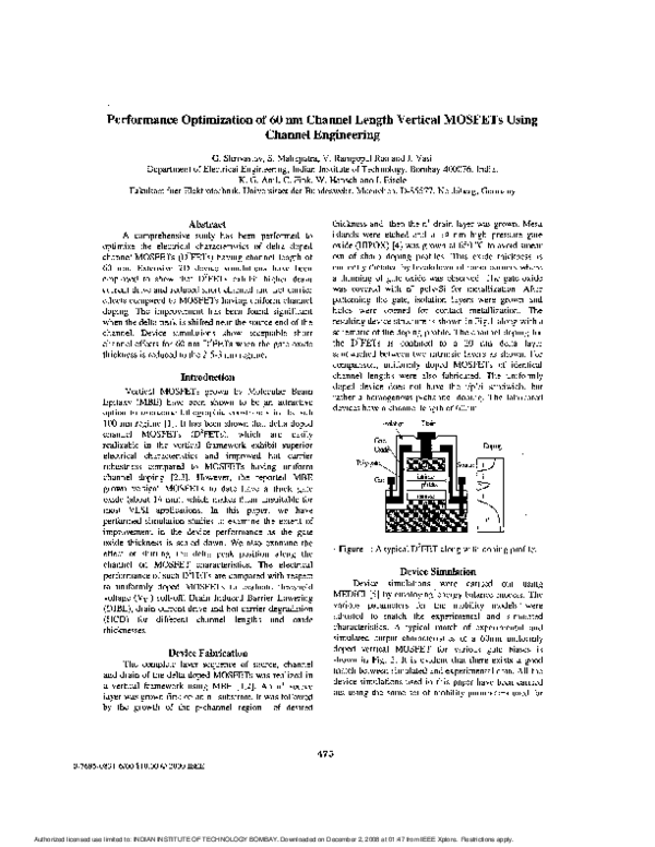 (PDF) Performance optimization of 60 nm channel length vertical MOSFETs ...