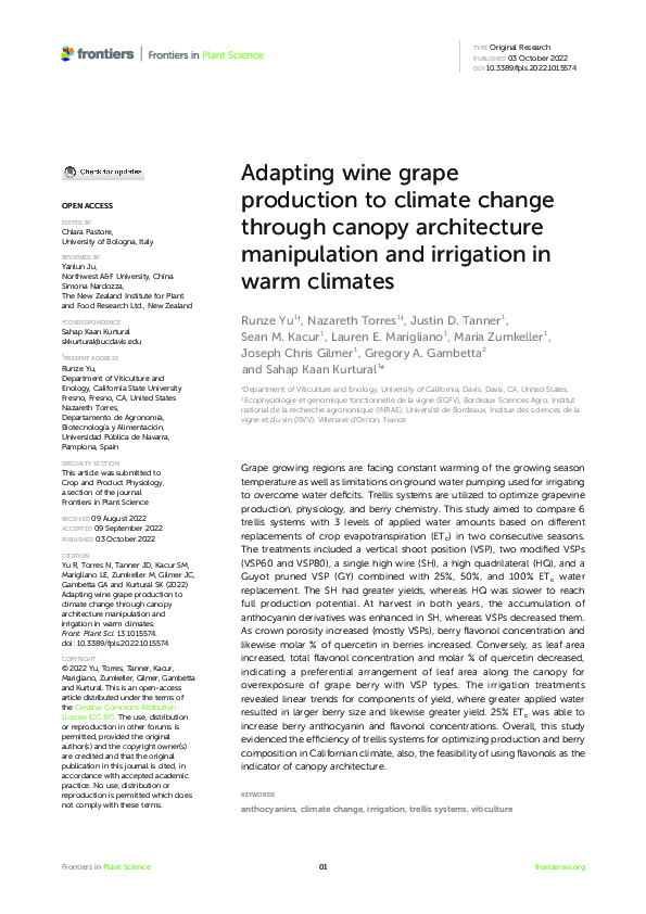 (PDF) Adapting wine grape production to climate change through canopy ...
