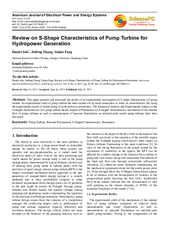 (PDF) Review on S-Shape Characteristics of Pump Turbine for Hydropower ...