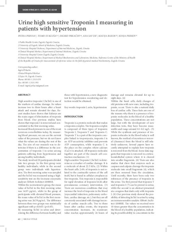 (PDF) Urine high sensitive Troponin I measuring in patients with ...
