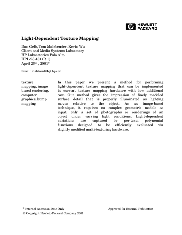 Pdf Light Dependent Texture Mapping