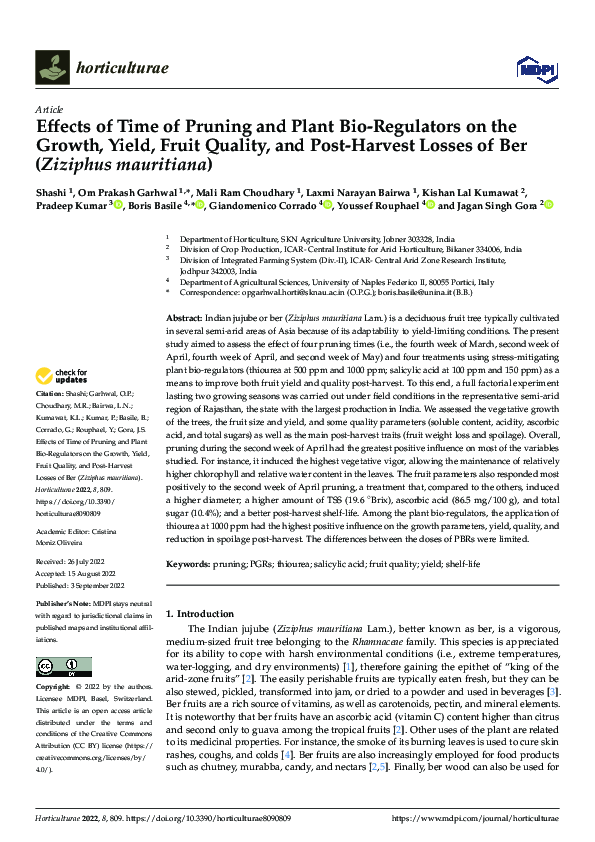 (PDF) Effects of Time of Pruning and Plant Bio-Regulators on the Growth ...