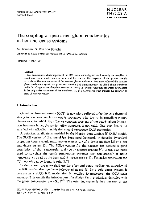 (PDF) The coupling of quark and gluon condensates in hot and dense systems