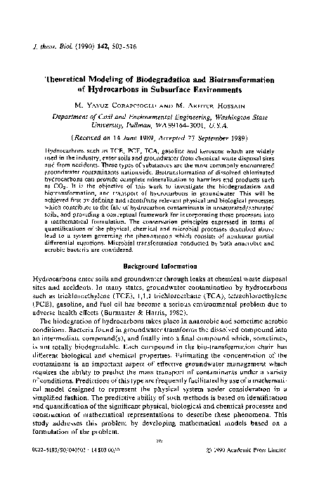 (PDF) Theoretical modeling of biodegradation and biotransformation of ...