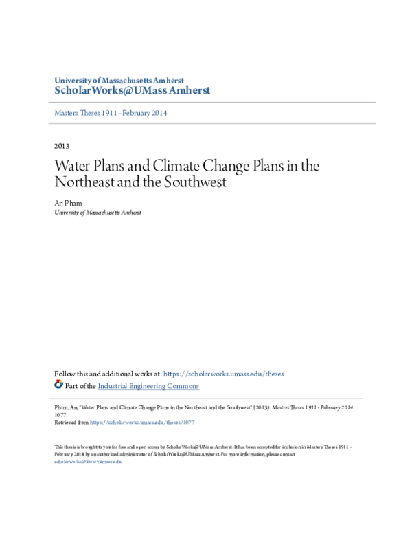 (PDF) Water Plans and Climate Change Plans in the Northeast and the ...