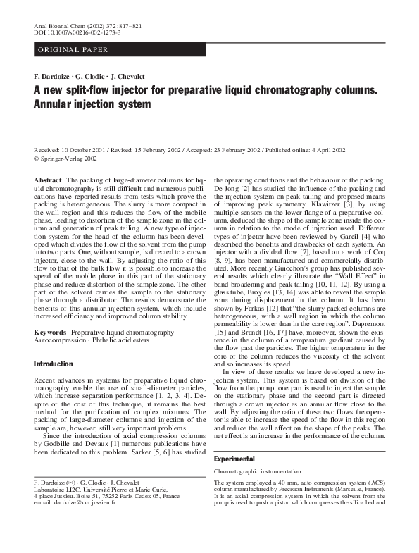 (PDF) A new split-flow injector for preparative liquid chromatography ...