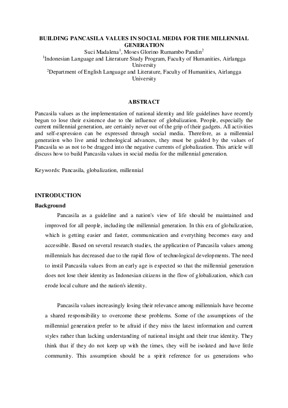 (PDF) Building Pancasila Values in Social Media for the Millennial ...