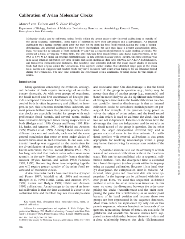 (PDF) Calibration of Avian Molecular Clocks