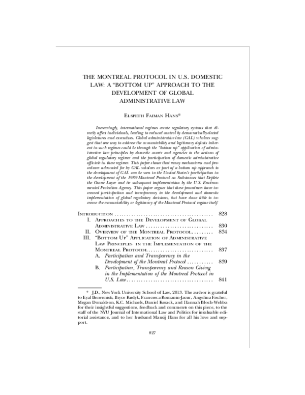 (PDF) The Montreal Protocol in U.S. Domestic Law: A “Bottom Up ...