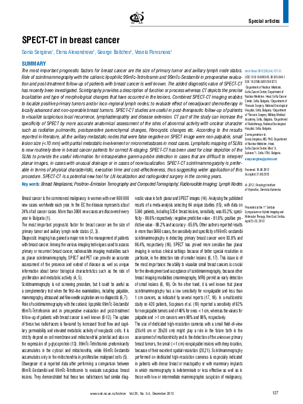 (PDF) SPECT-CT in breast cancer