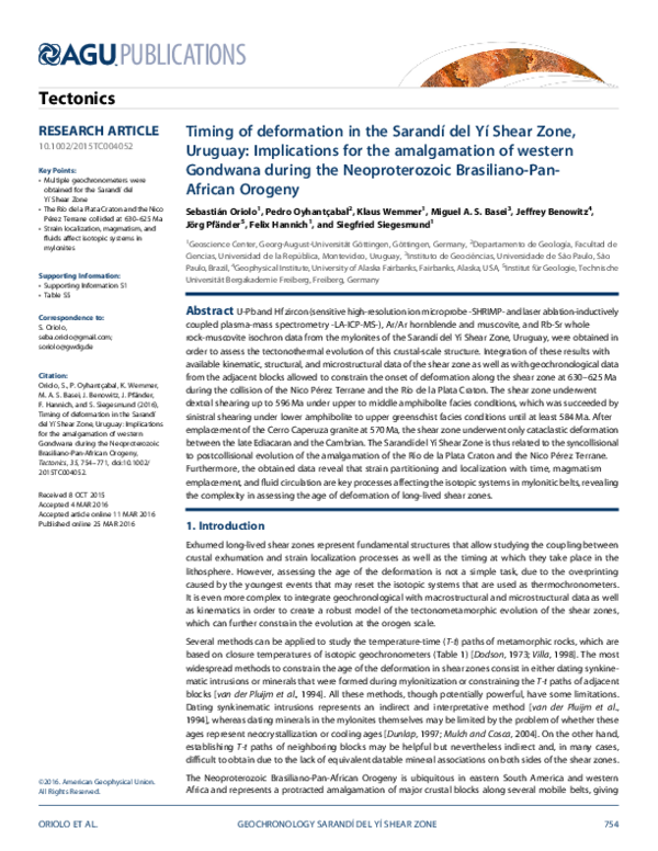 (PDF) Timing of deformation in the Sarandí del Yí Shear Zone, Uruguay ...
