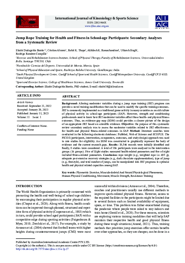 (PDF) Jump Rope Training for Health and Fitness in School-age ...