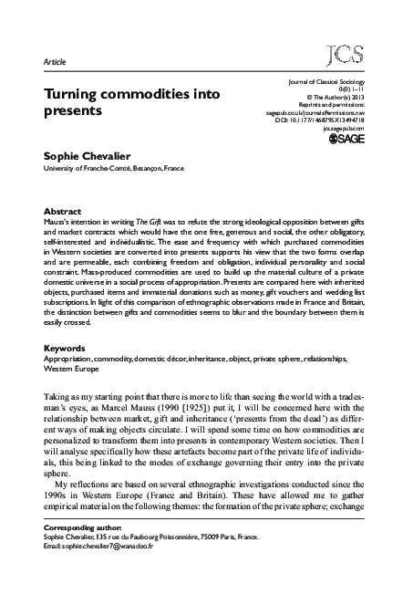 (PDF) Turning commodities into presents