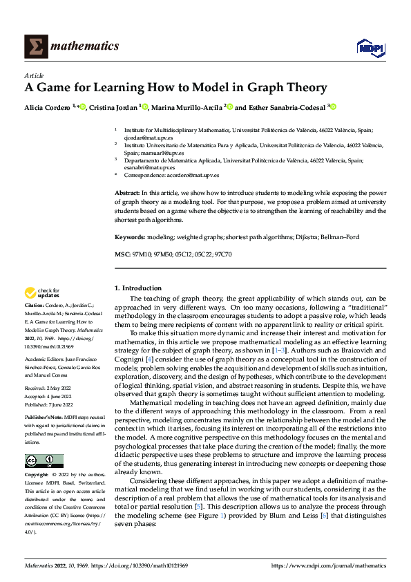 (PDF) A Game for Learning How to Model in Graph Theory
